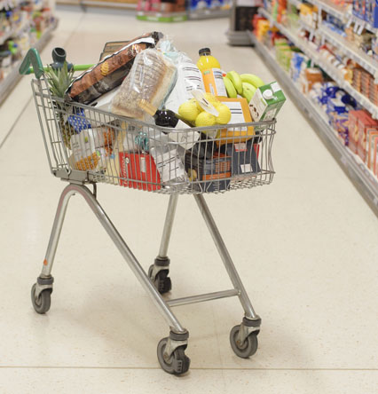 Supermarket Shopping Trolley , Steel Cash Checkout Counter, Supermarket Shelves, Supermarket Basket